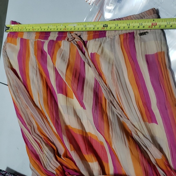 (XL) Roxy High Low Hem Romantic Bohemian Vacation Caribbean Ruffled Color Block - Picture 11 of 11